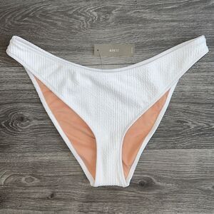 J.CREW Textured Cheeky Bikini Bottom XL High Cut Curved-Waist White Summer NWT
